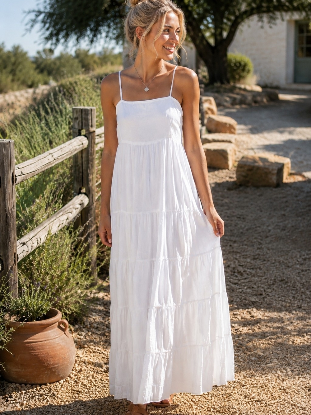 Loveimgs Collection White Tiered Maxi Dress NWT Women's Small Cottagecore Boho